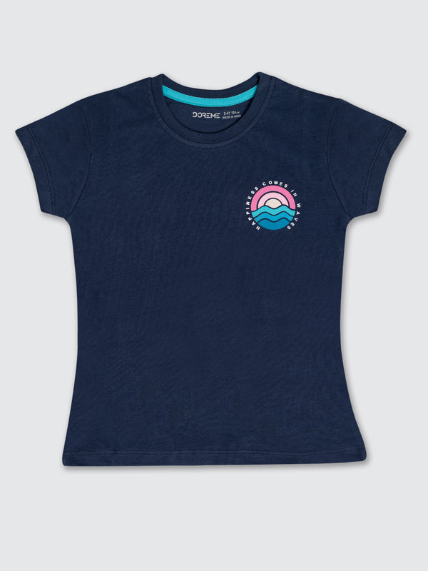 Girl's Printed T-Shirt - Blue Berry