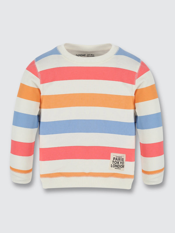 Boys Stripe Sweatshirt - Coral