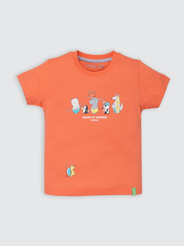Infant Boys Printed T-Shirt - Sound Orange