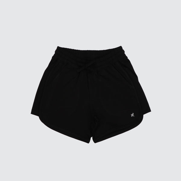 Girls Stretch Solid Shorts - Black