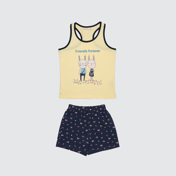 Girls Shorts Set - Spring Yellow/Berry Navy