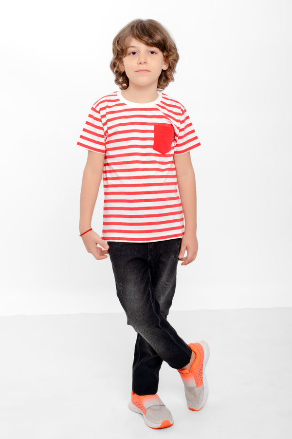 Boys Stripe T-shirt - Red
