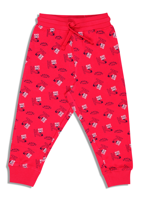 Girl's Printed Joggers - Cherry Pink