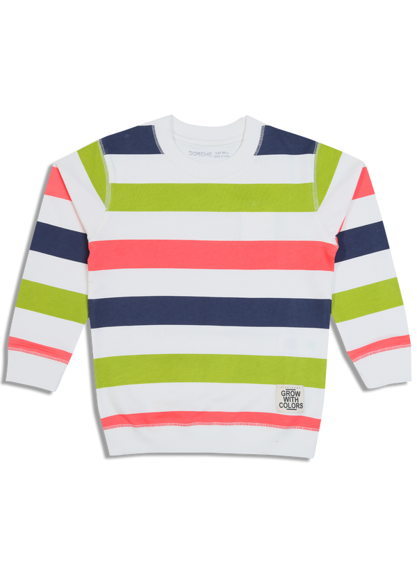 Baby Boys Terry Stripe Sweatshirt - Fusion Coral