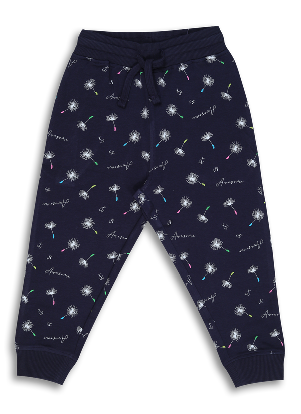 Baby Girl's Printed Joggers - Prussian Blue