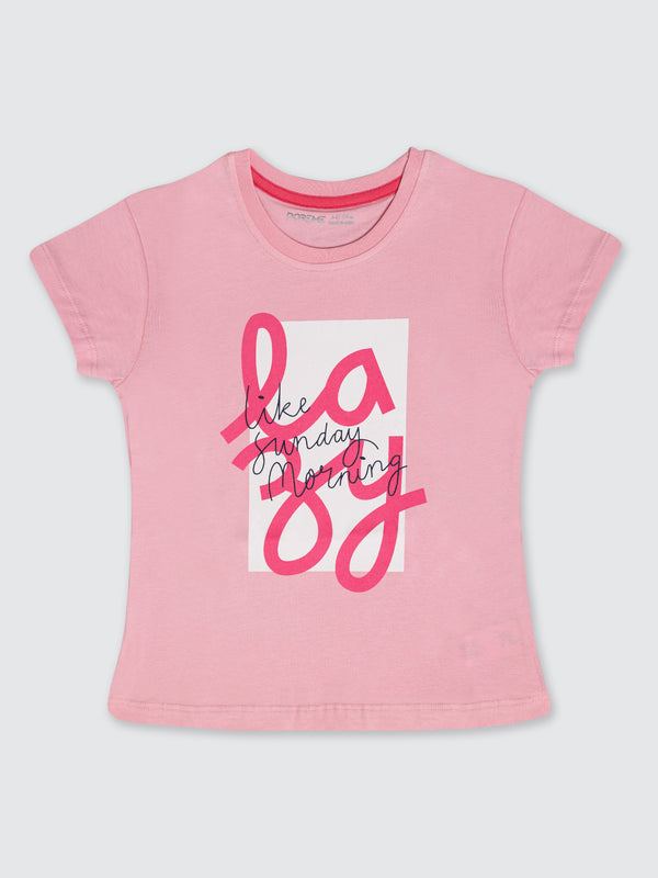 Girl's Printed T-Shirt - Crepe Pink