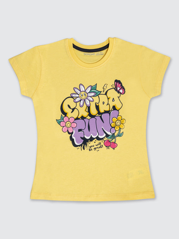 Girl's Printed T-Shirt - Tuscan Yellow