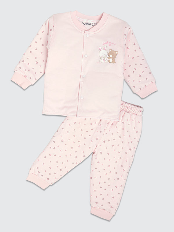 Newborn Padded Suit  - Water Pink