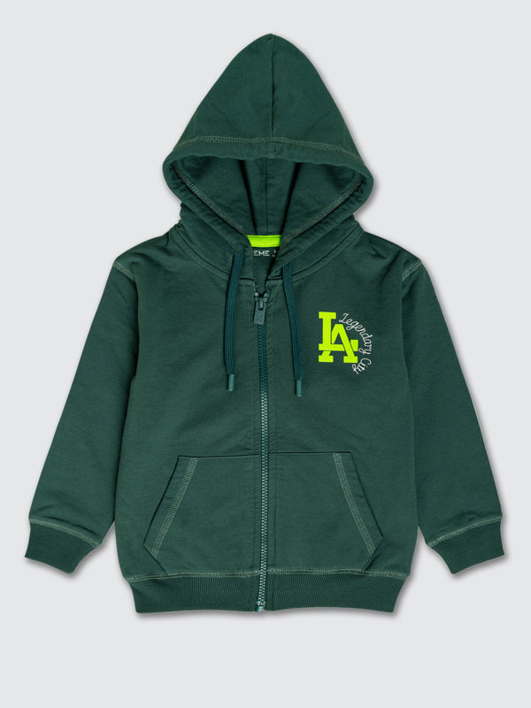 Boys Zipper Hoodie - Forest Green