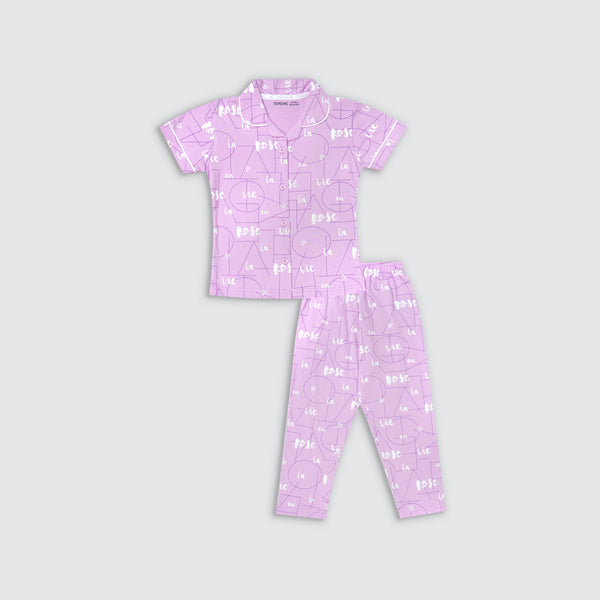 Girls Pyjama Set -  Heart Mouve