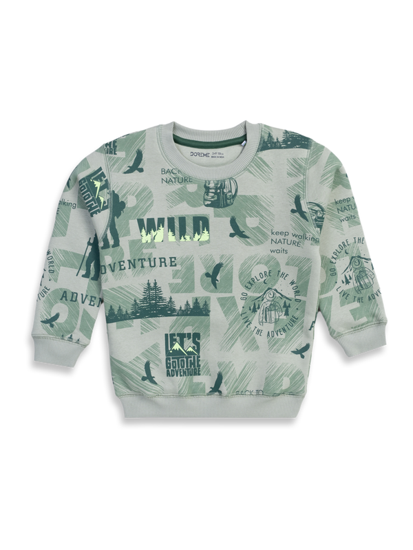 Boys Printed Sweatshirt - Basil Green