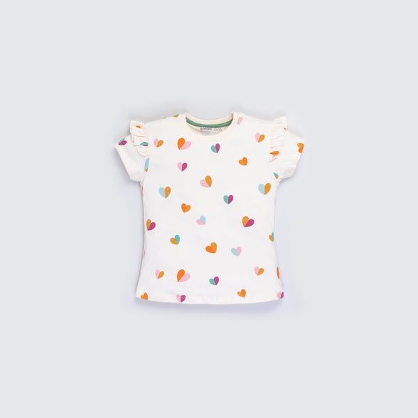 Girl's Stretch T-Shirt - Colorful Love Print