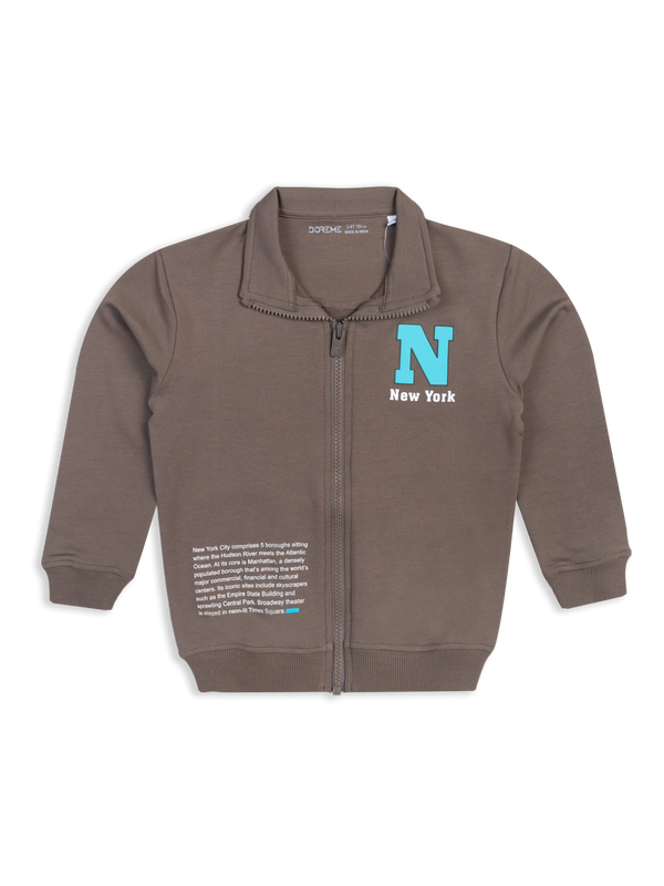 Boys Zipper Sweatshirt - Taupe