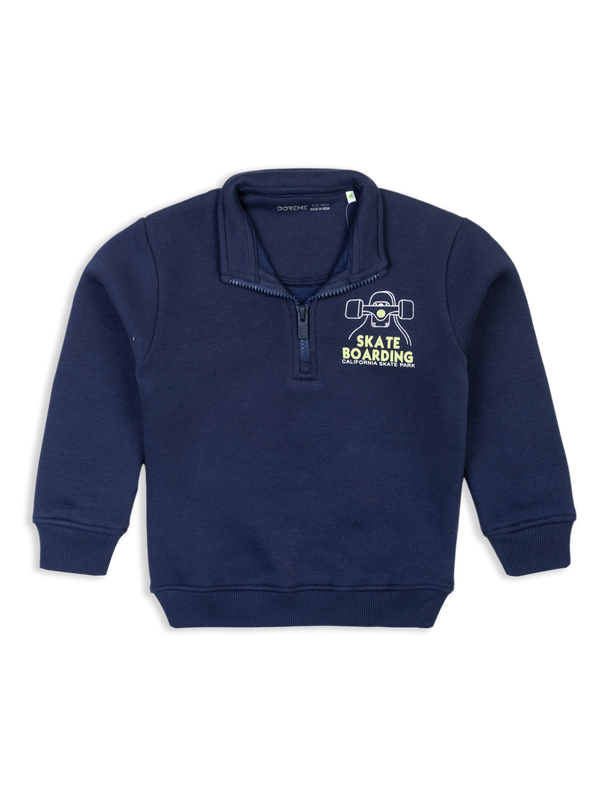 Baby Boys Fleece Quarter Zip Up Sweatshirt - Roar Navy