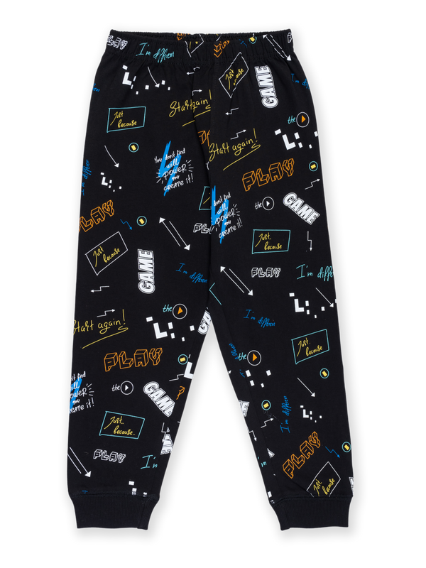 Boy's Essential All Over Print Joggers - Jet Black