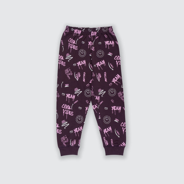 Boy's Essential All Over Print Joggers - Wine