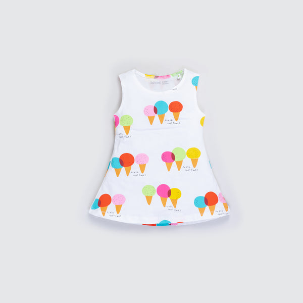 Baby Girl's Stretch All Over Print Dress  - Ice Cream Print