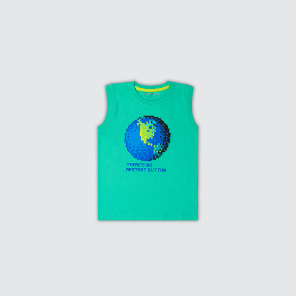 Boy's Sleeveless T-Shirt - Discover Green