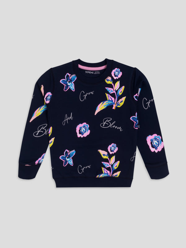 Girl's Apex All Over Print Sweatshirt - NY Navy