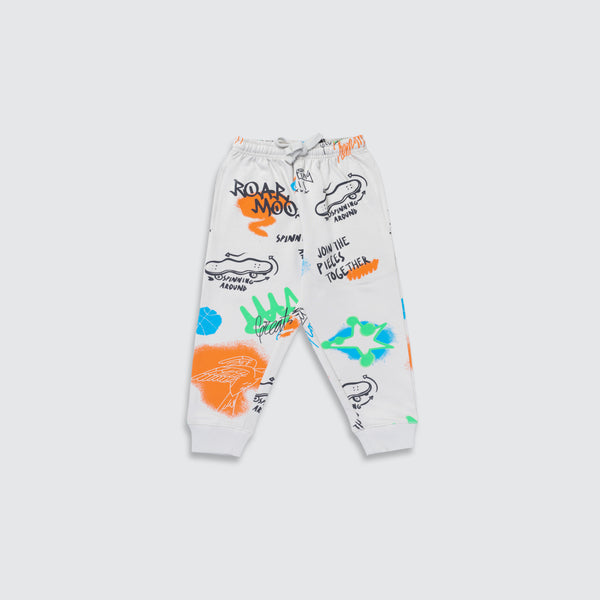 Boy's Fr. Terry All Over Print Joggers - Smoke