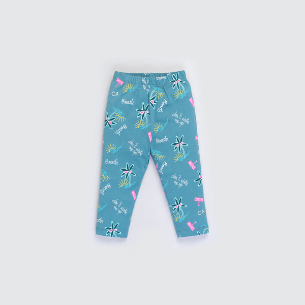 Girl's All Over Print Capri - Berry Green