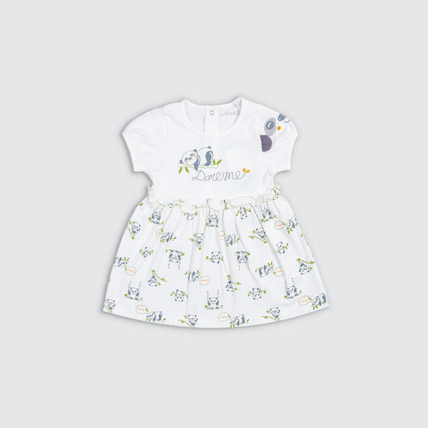 Girl's Panda Stretch Dress - Orange