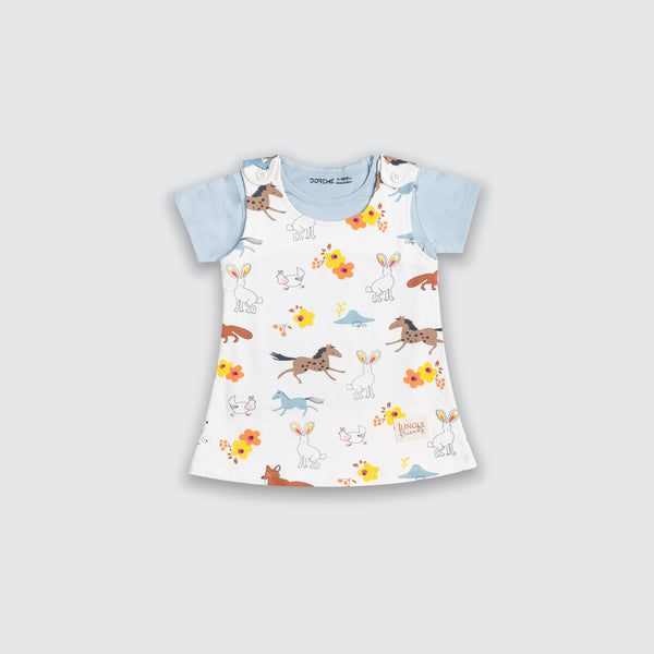 Girl's Jungle Combined Dress - Lt. Cameo Blue