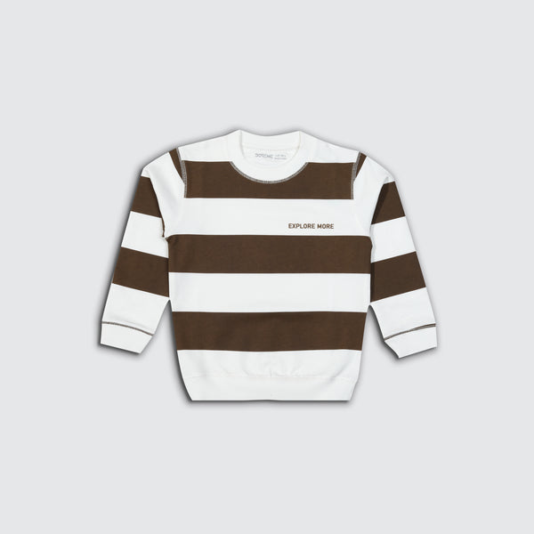 Boys Terry Stripe Sweatshirt - Explore Brown