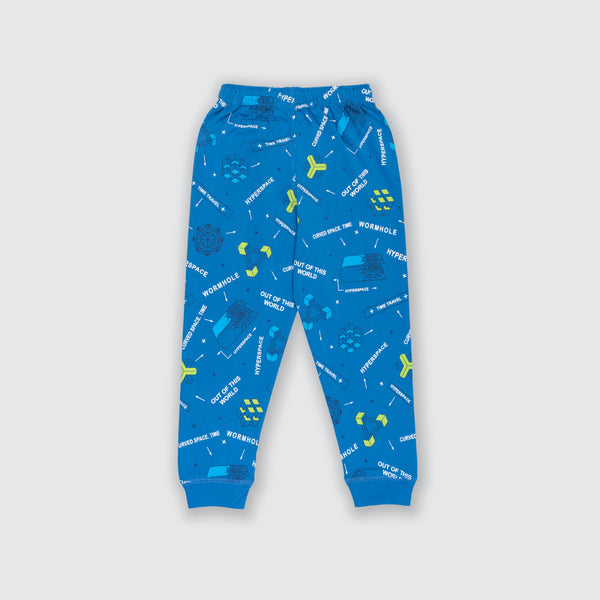 Boy's Essential All Over Print Joggers - Marine Blue