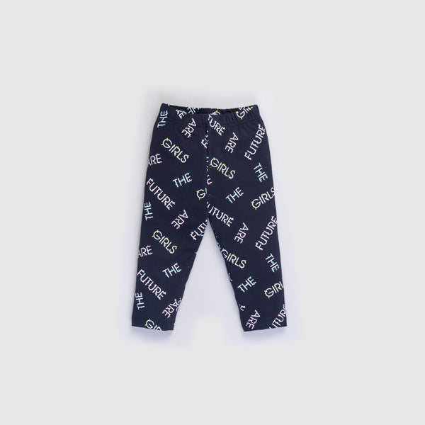 Girl's All Over Print Capri - Pacific Navy