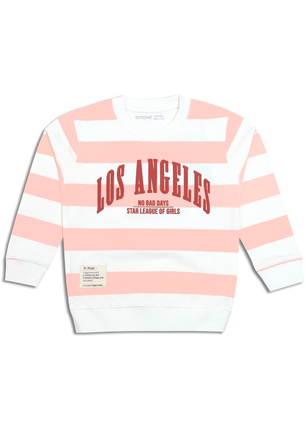 Baby Girls Terry Stripe Sweatshirt - Los Angeles Print