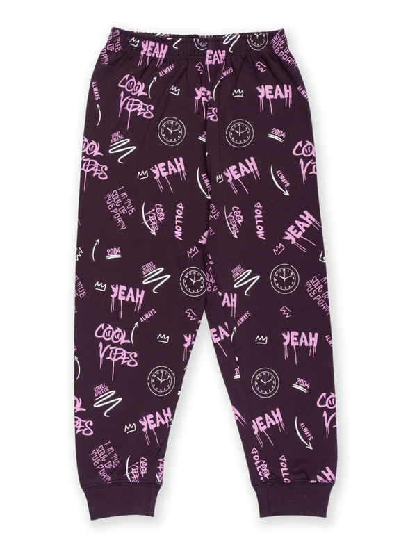 Boy's Essential All Over Print Joggers - Wine