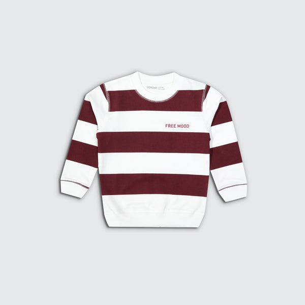 Boys Terry Stripe Sweatshirt - Mood Burgundy