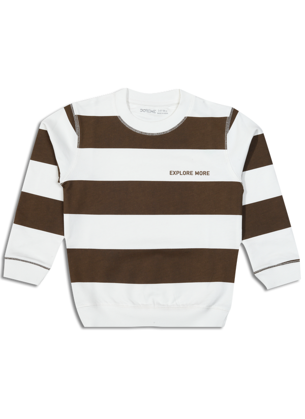 Boys Terry Stripe Sweatshirt - Explore Brown