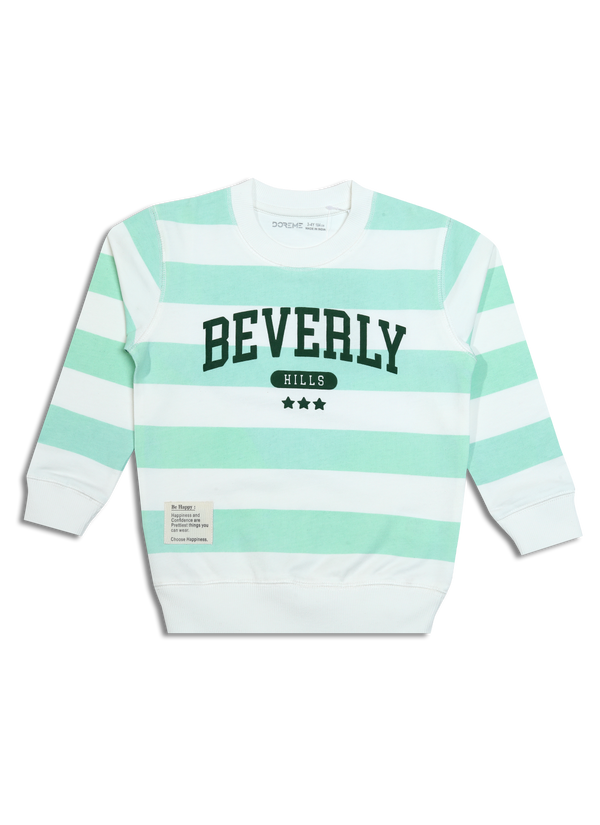 Baby Girls Terry Stripe Sweatshirt - Beverly Hills Print