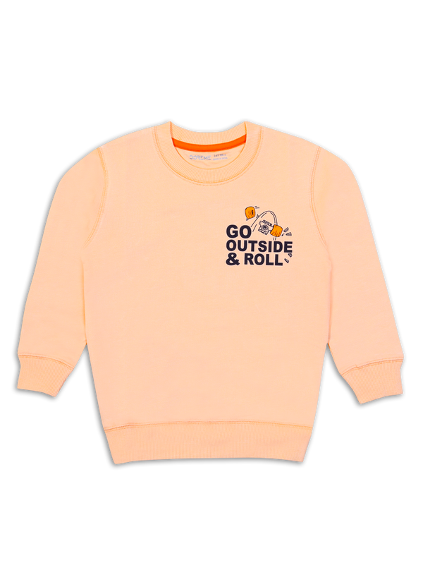 Boy's Terry Printed Sweatshirt - Street Peach