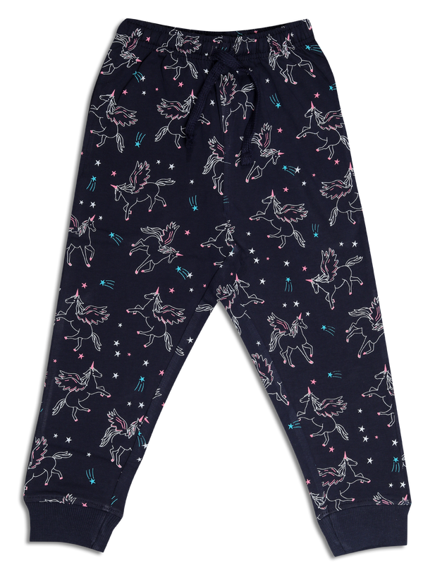 Girl's Printed Joggers - Yale Blue