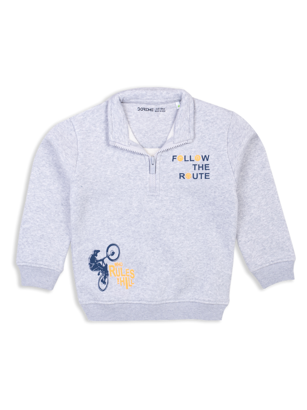 Baby Boys Fleece Quarter Zip Up Sweatshirt - Medium Heather Grey