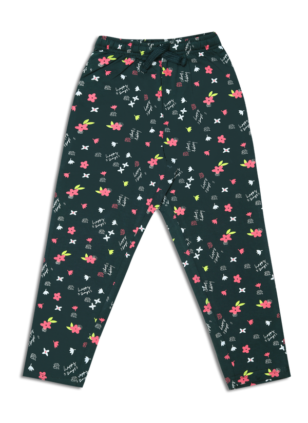 Baby Girl's Printed Track Pant - Deep Green