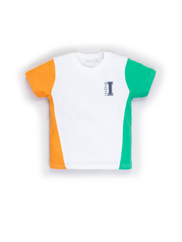 Baby Boy's Colour Block T Shirt - India Flag Printed