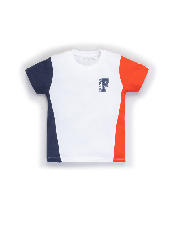 Boy's Colour Block T Shirt - France Flag Printed