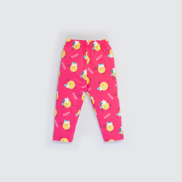 Girl's All Over Print Capri - Berry Pink