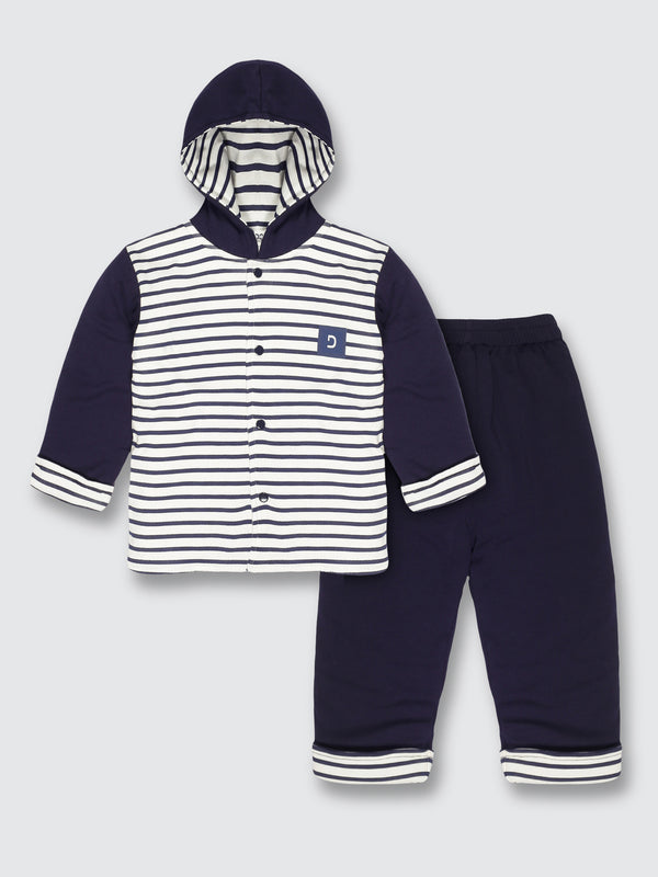 Newborn Hoodie Padded Suit  - Chicago Navy