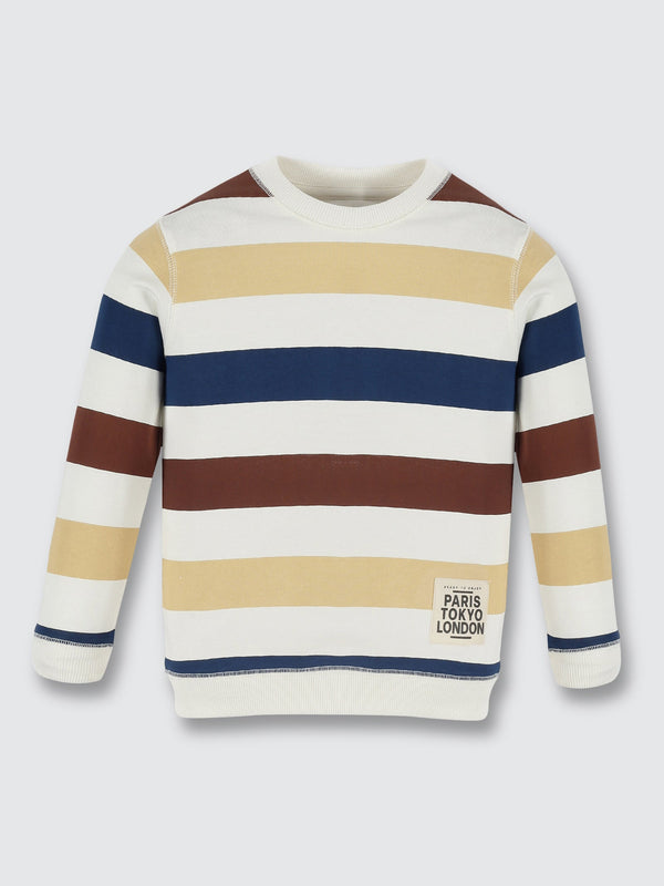 Boys Stripe Sweatshirt - White