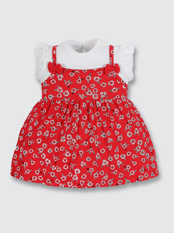 Newborn Stretch Bow Dress - Rose Red