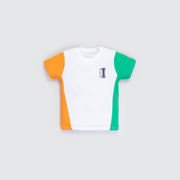 Baby Boy's Colour Block T Shirt - India Flag Printed