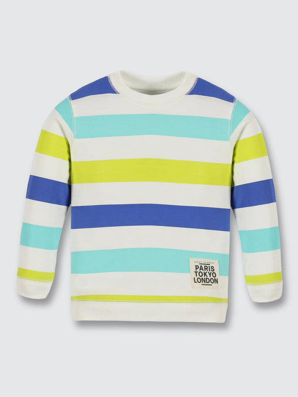 Boys Stripe Sweatshirt - Berry Blue