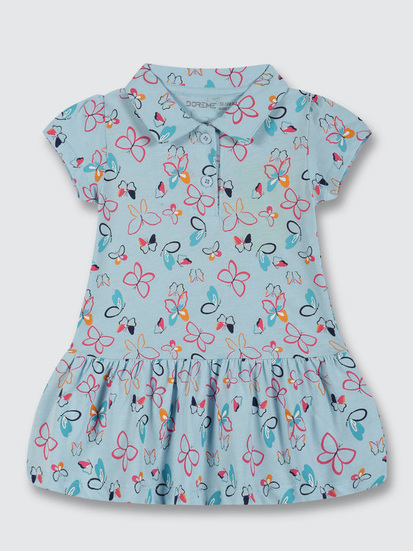 Baby Girl's Polo Dress - Ivory Blue