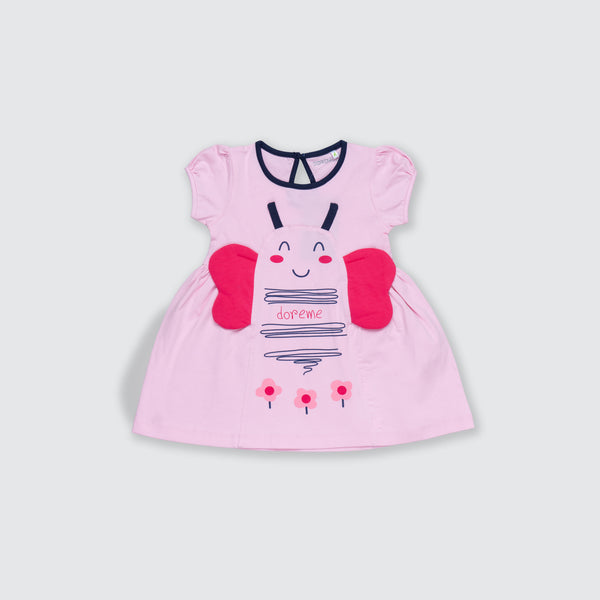 Girl's Caterpillar Dress - Baby Pink/Berry Pink