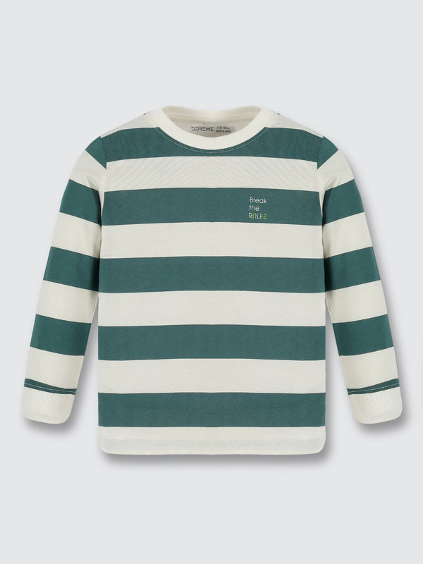 Boys Stripe Rib T-Shirt - Green Break The Rule